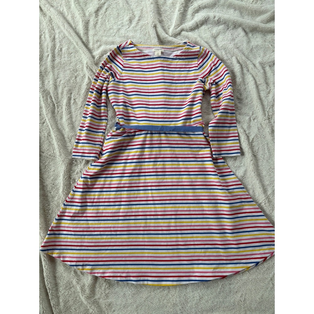Crewcuts Girls 10 Spring Wedding Guest Striped Dress Waist Tie Multicolor Preppy
